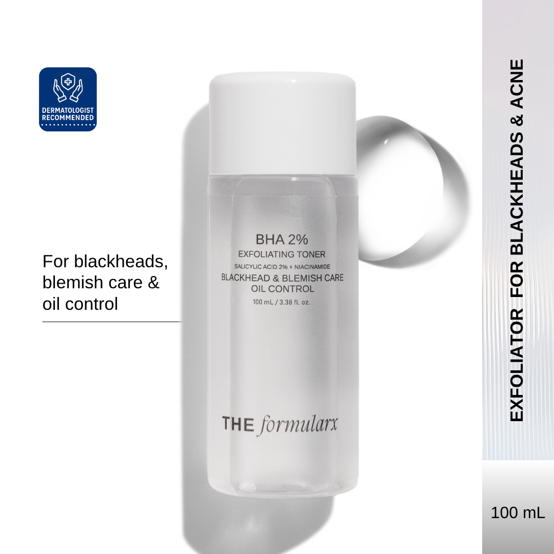 The Formularx 2% BHA Salicylic acid exfoliating toner with Niacinamide for blackheads, oil and acne control