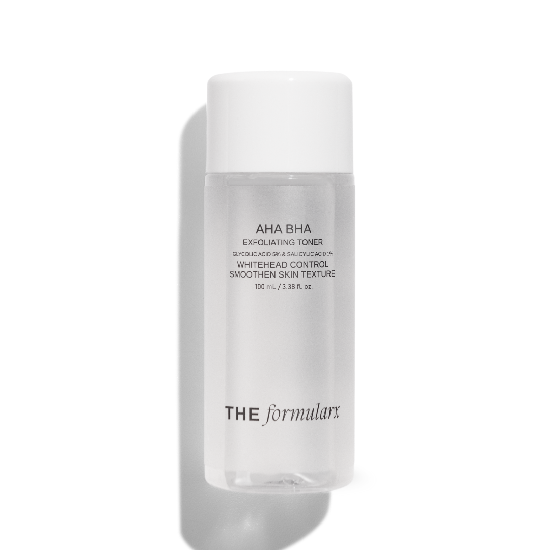 The Formularx AHA BHA Glycolic acid and Salicylic acid exfoliating toner for whiteheads and smoothening skin texture