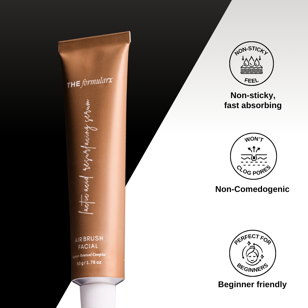 The Formularx Air Brush Facial Lactic acid Exfoliating Serum non sticky, non comedogenic
