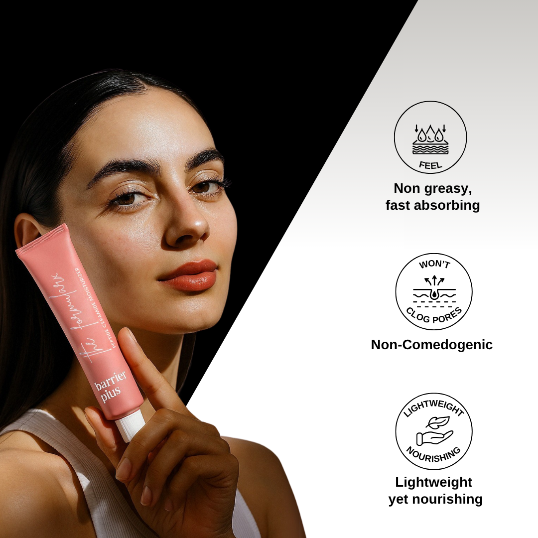 The Formularx Barrier Plus Peptide Ceramide Moisturizer is non sticky, non comedogenic