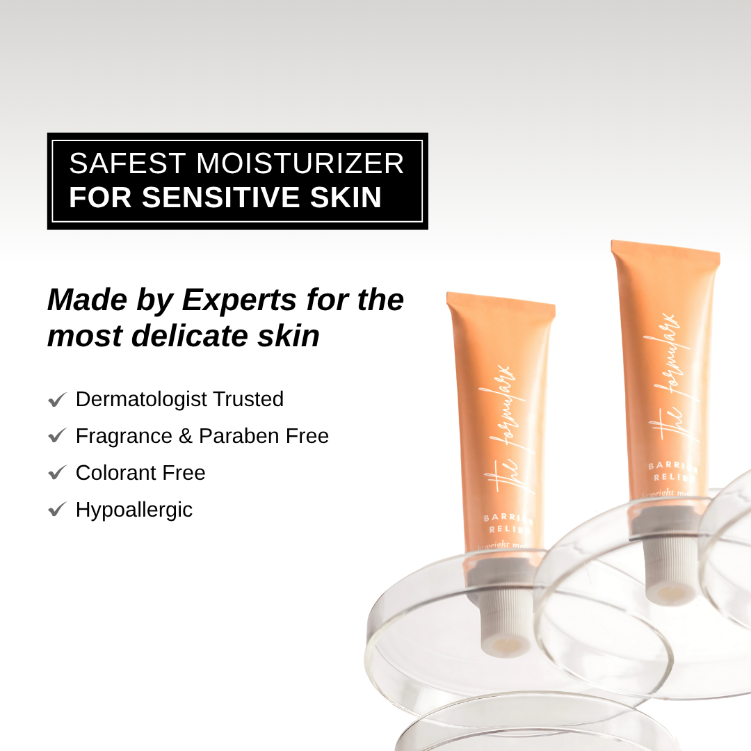 The Formularx Barrier Relief Lightweight Ceramide Moisturizer fragrance free, hypoallergic, safe for sensitive skin