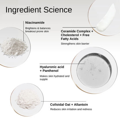 The Formularx Barrier Relief Lightweight Ceramide Moisturizer with niacinamide, hyaluronic acid, ceramides, colloidal oat