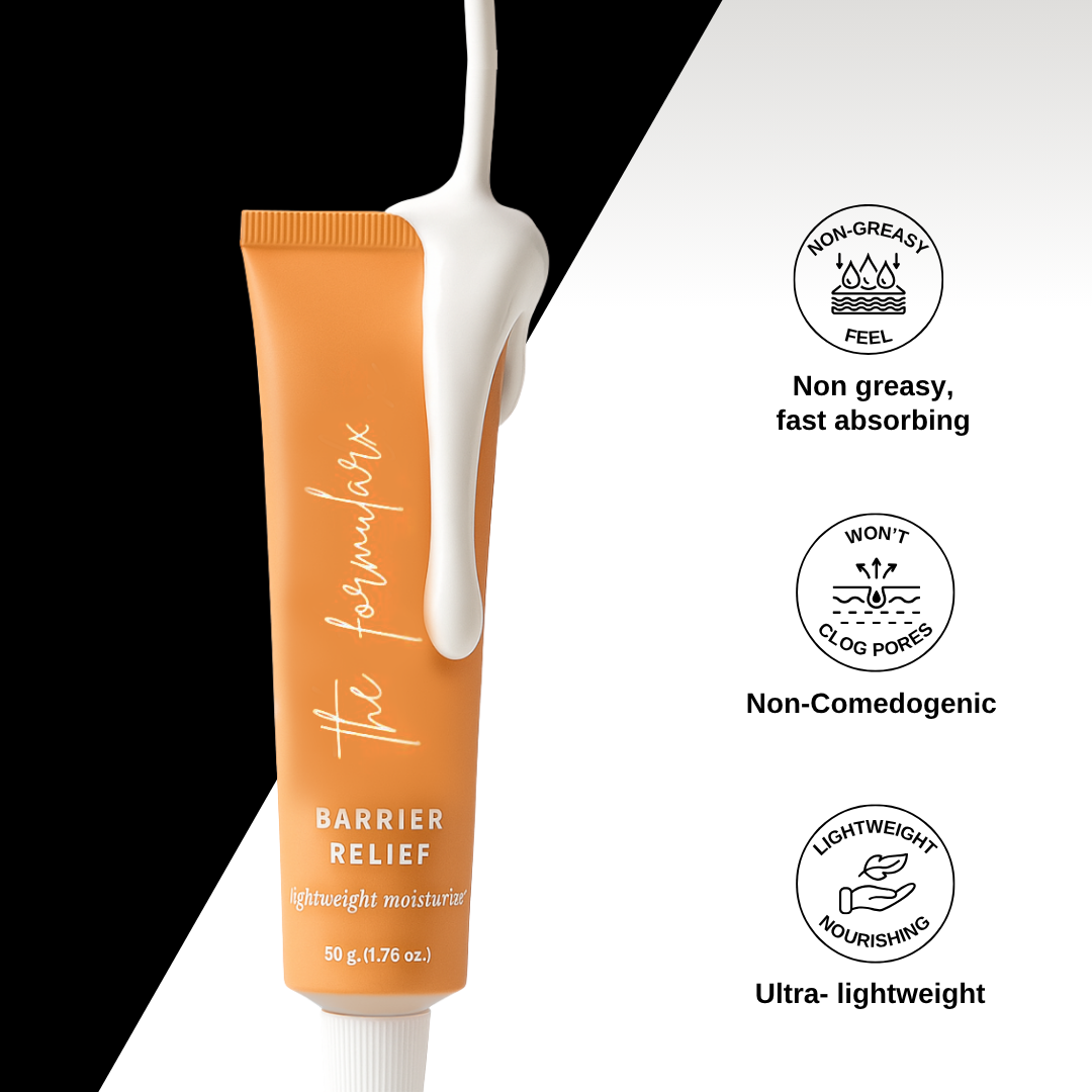 The Formularx Barrier Relief Lightweight Ceramide Moisturizer thats non sticky, non comedogenic, acne safe