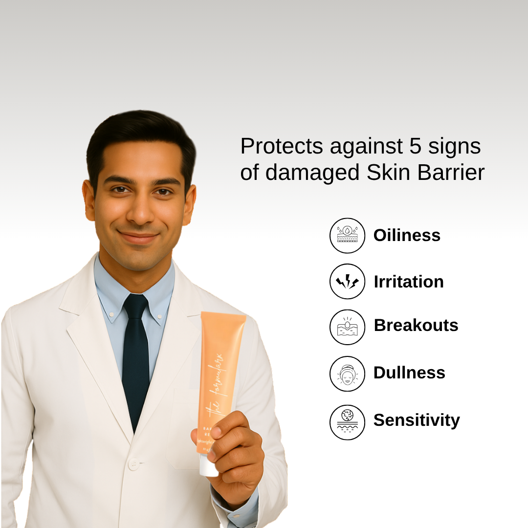 The Formularx Barrier Relief Lightweight Ceramide Moisturizer with Niacinamide recommended by dermatologist to repair damaged skin barrier for oily, acne prone, sensitive skin