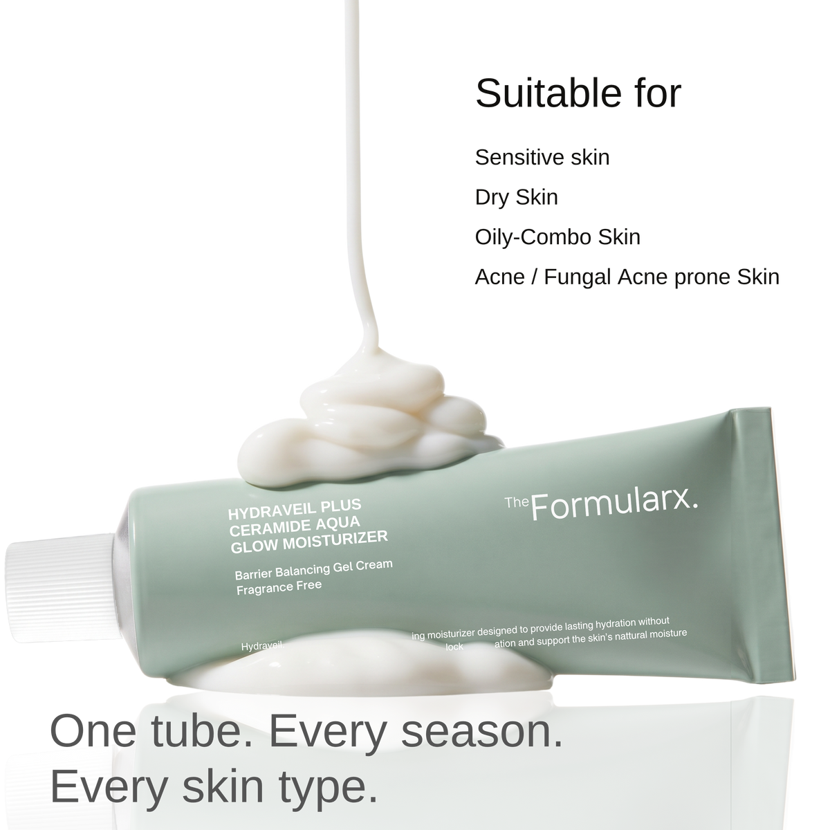The Formularx Hydra Veil Plus Ceramide Aqua Glow Moisturizer for oily, dry, acne prone, fungal acne prone, sensitive skin.