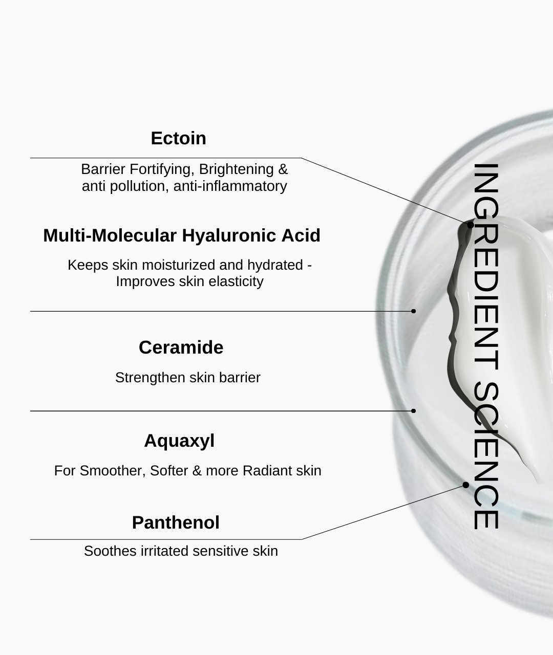 The Formularx Hydra veil acne & fungal acne safe oil free barrier care moisturizer key ingredients