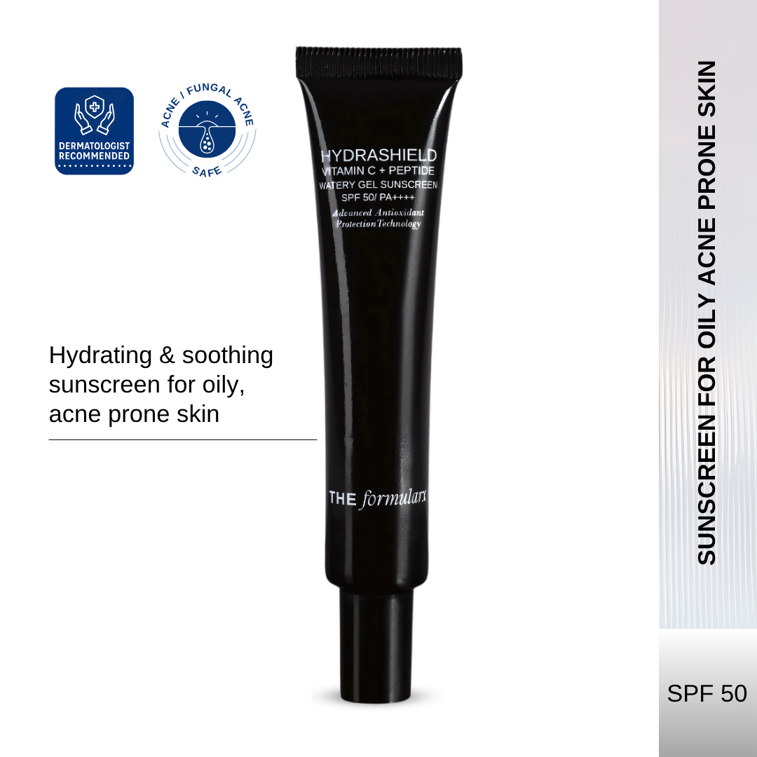 The Formularx Hydrashield Vitamin C + Peptide Watery Gel Sunscreen SPF50 PA++++ for oily acne prone skin
