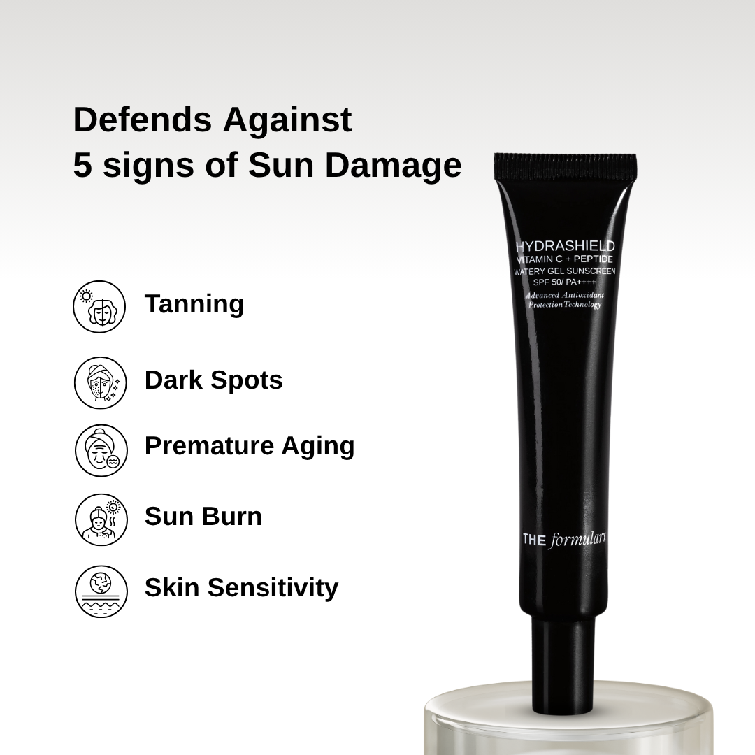 The Formularx Hydrashield Vitamin C + Peptide Watery Gel Sunscreen SPF50 PA++++ skin benefits