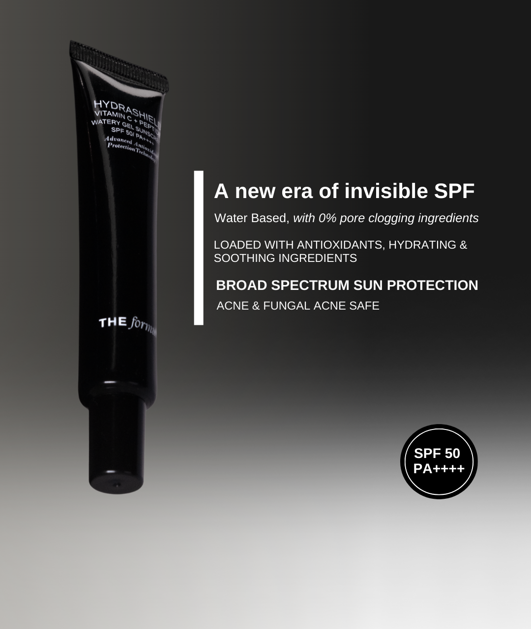 The Formularx Hydrashield Vitamin C + Peptide Watery Gel broad spectrum Sunscreen SPF50 PA++++