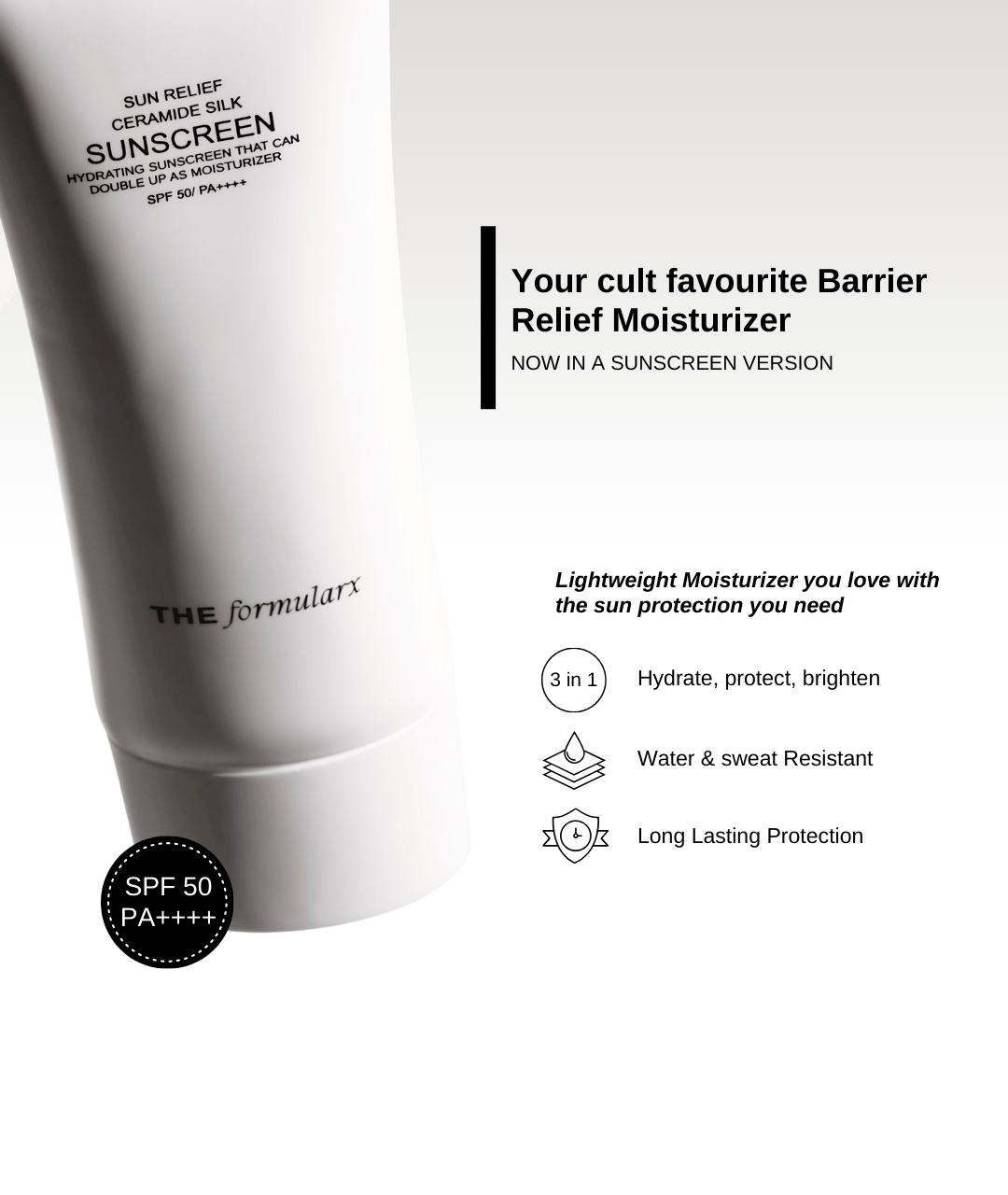 The Formularx Sun Relief Ceramide Silk Sunscreen SPF50 PA++++ Skin Benefits