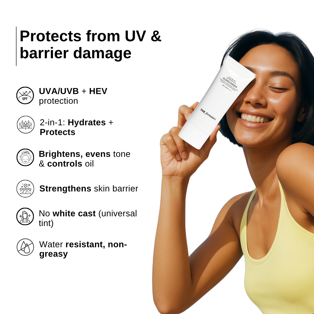 The Formularx Sun Relief Ceramide Silk Sunscreen SPF50 PA++++ broad spectrum UV protection