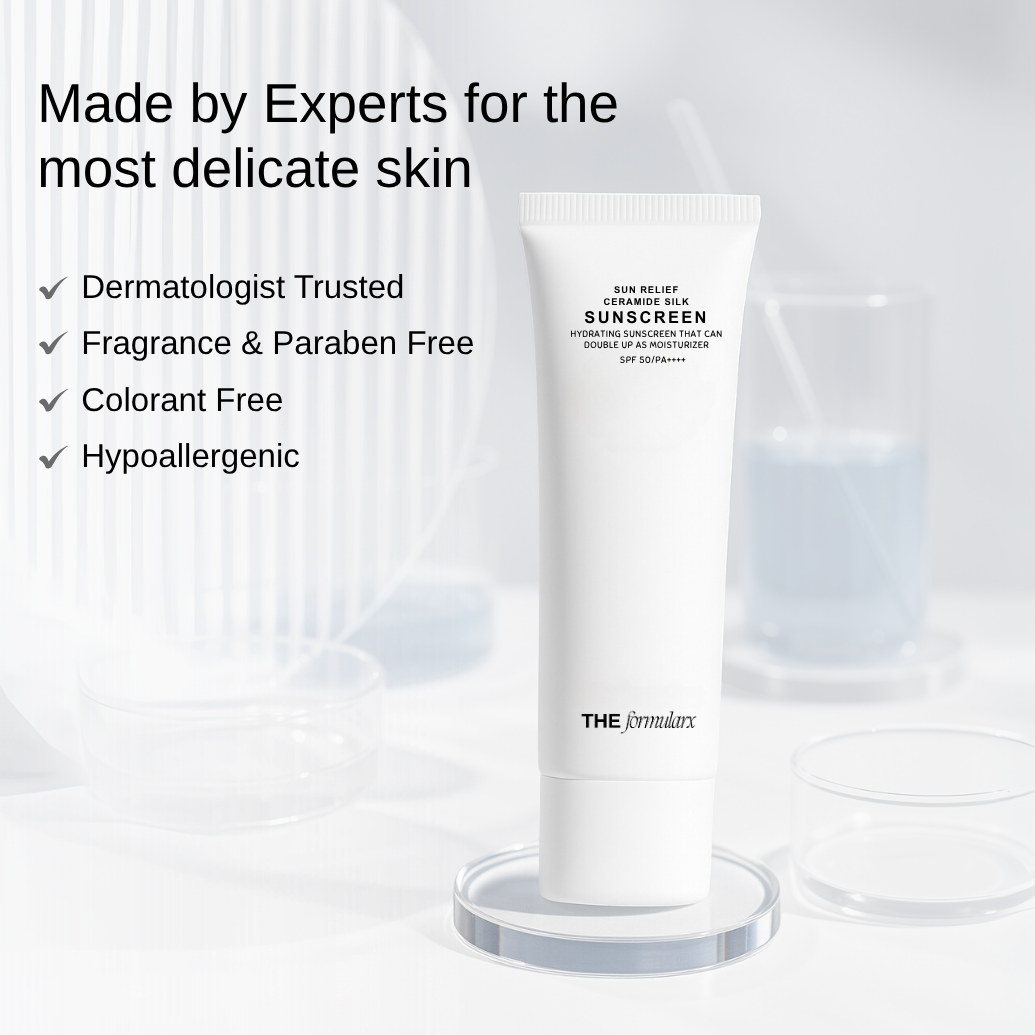 The Formularx Sun Relief Ceramide Silk Sunscreen SPF50 PA++++ for all skin types including sensitive skin