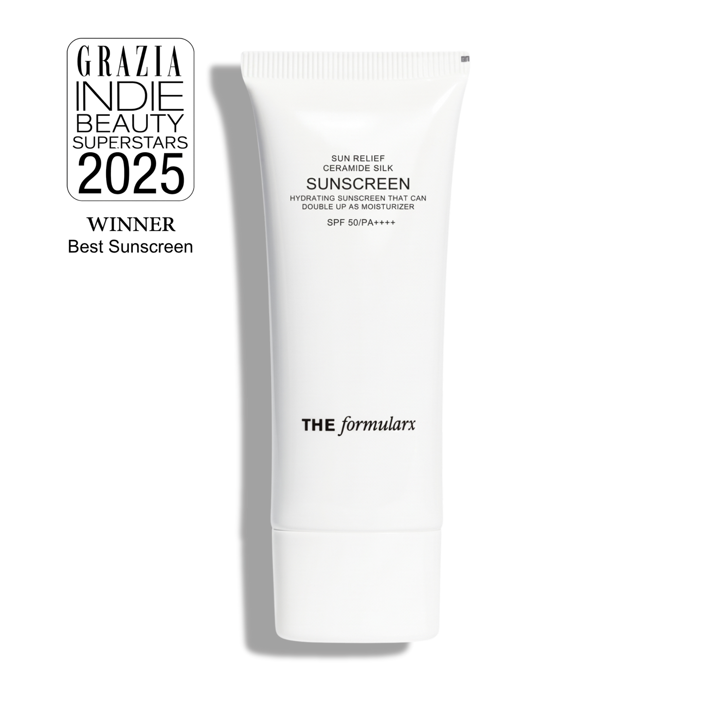 The Formularx Sun Relief Ceramide Silk Sunscreen SPF50 PA++++ for all skin types including sensitive skin
