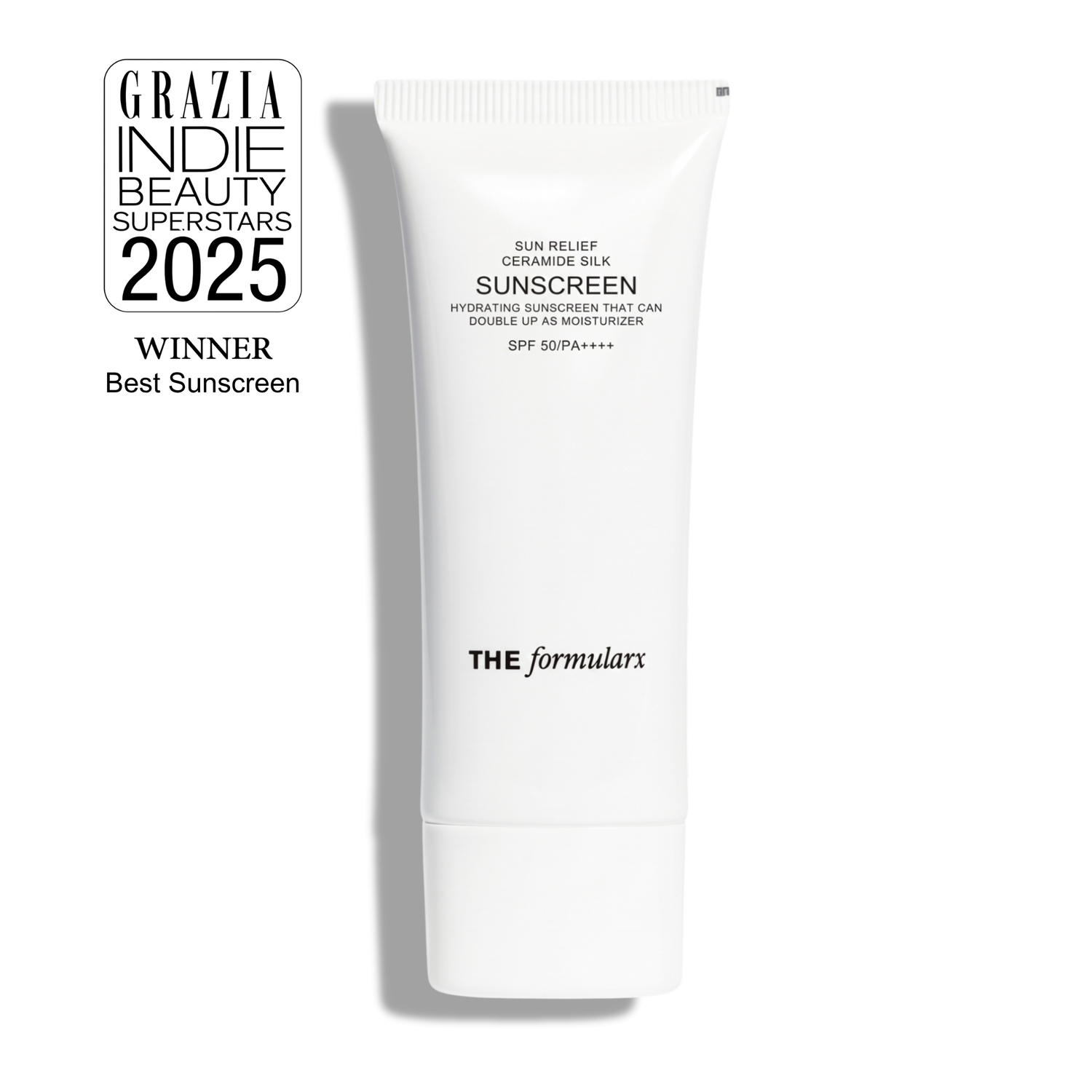The Formularx Sun Relief Ceramide Silk Sunscreen SPF50 PA++++ for all skin types including sensitive skin