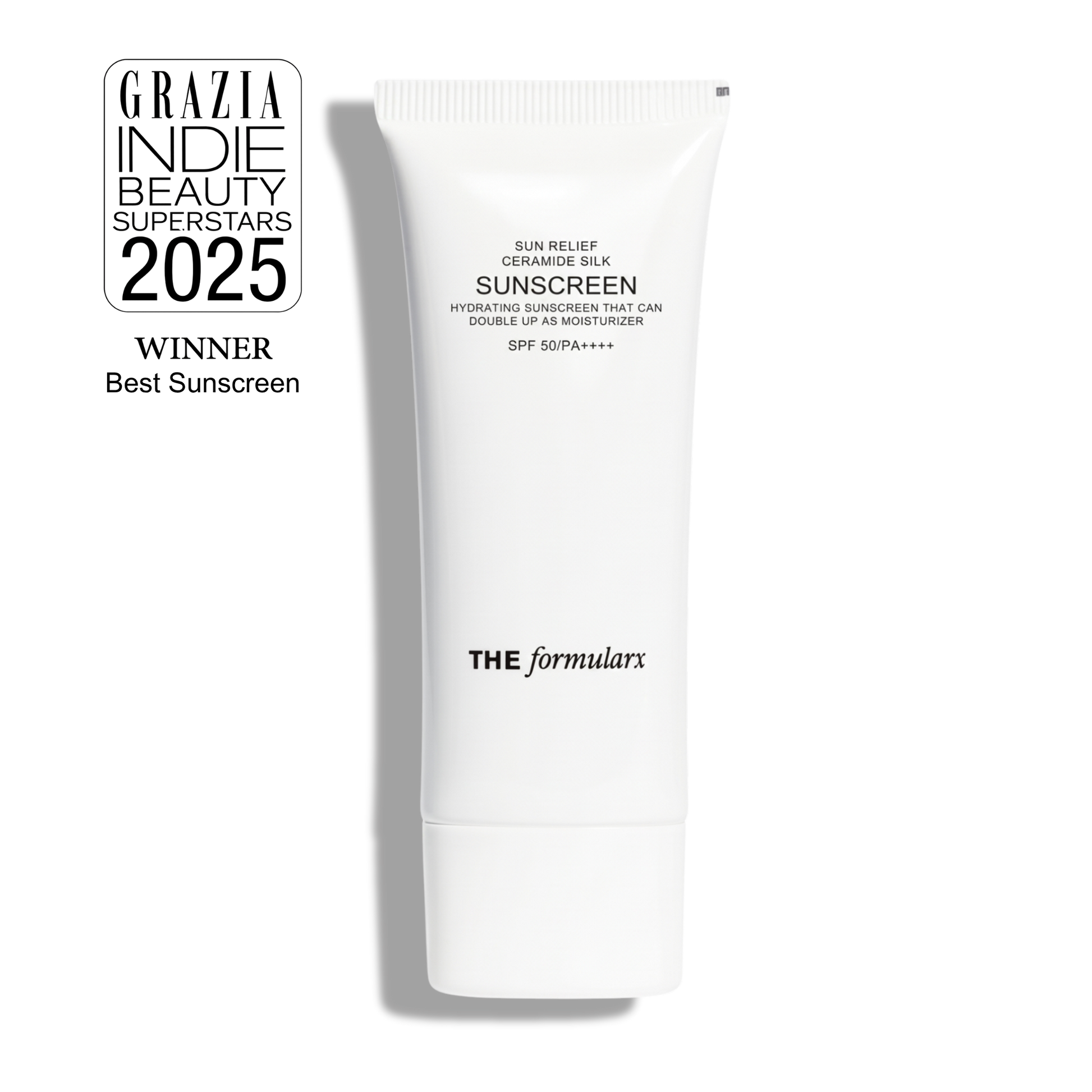 The Formularx Sun Relief Ceramide Silk Sunscreen SPF50 PA++++ for all skin types including sensitive skin