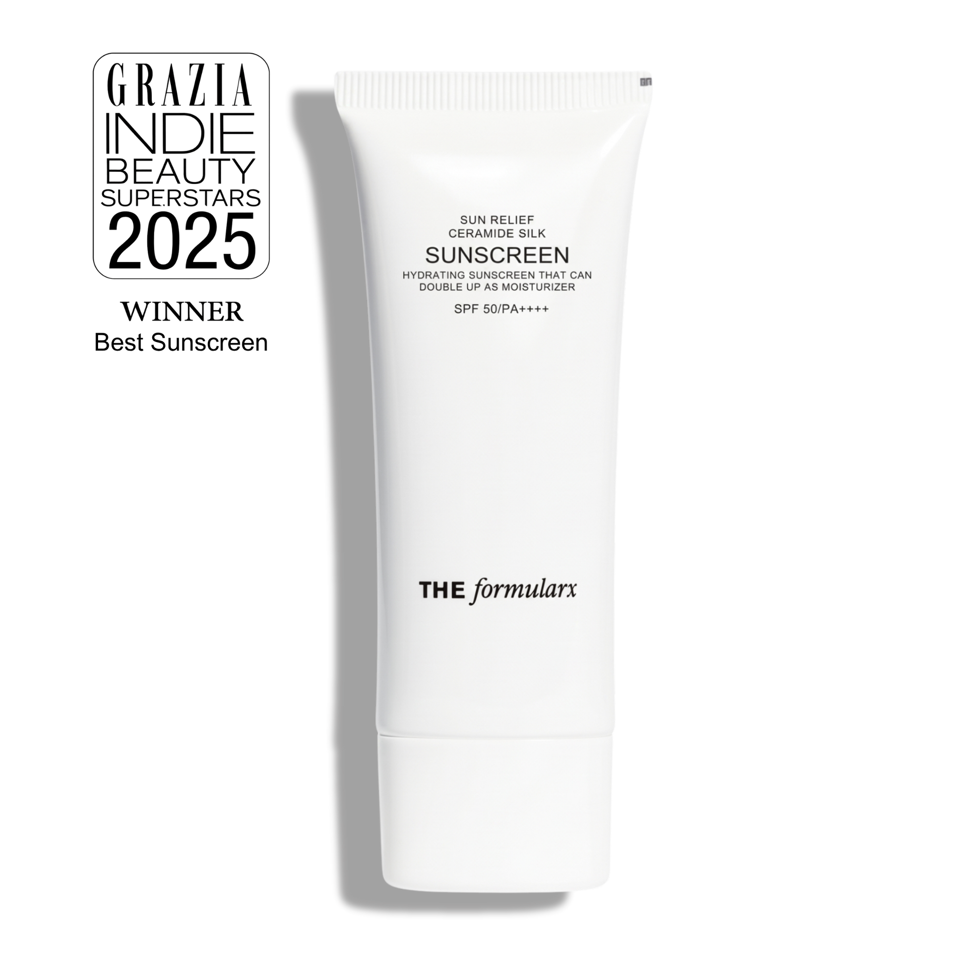 The Formularx Sun Relief Ceramide Silk Sunscreen SPF50 PA++++ for all skin types including sensitive skin