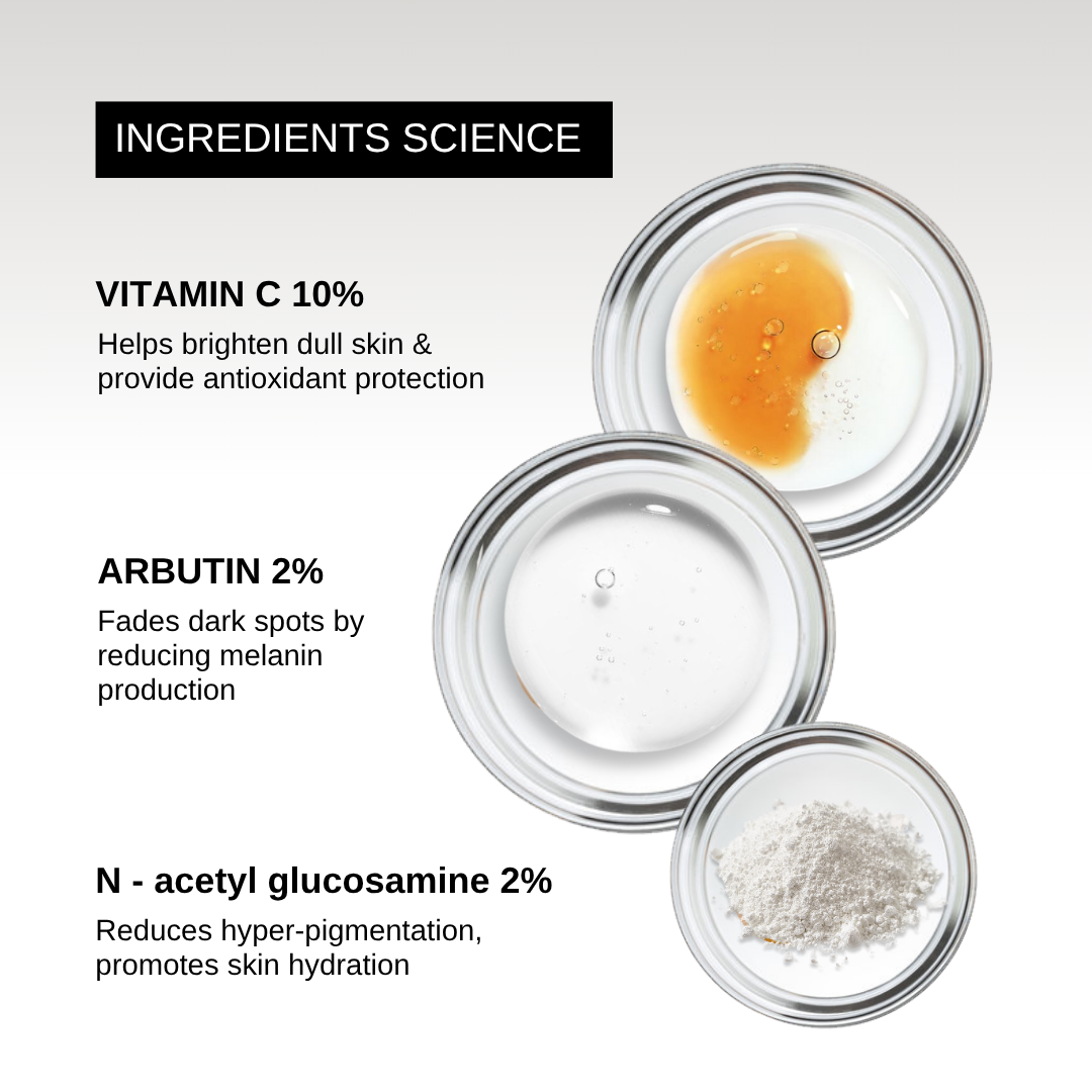 The Formularx Vitamin C Brightening Serum with Arbutin ingredients