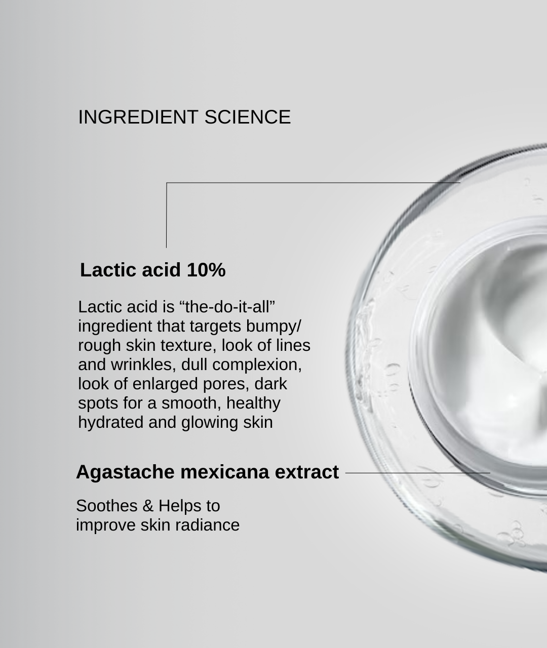 The Formularx air brush facial lactic acid serum ingredient
